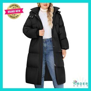 Plus Size Winter Coat Knee Length Fleece Lined Windproof Hooded Oversized Chic